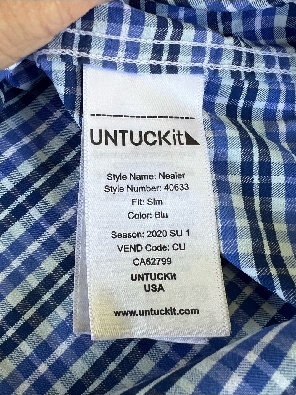 UNTUCKit Nealer Plaid Short Sleeve Performance Shirt Slim Fit Blue Green Men XL - Picture 7 of 12
